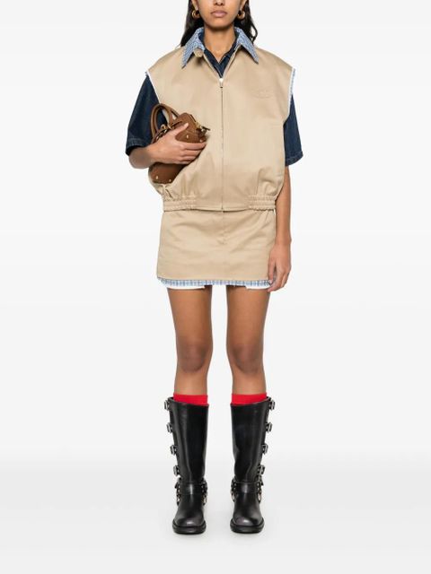 Miu Miu logo-embroidered gilet - Neutrals