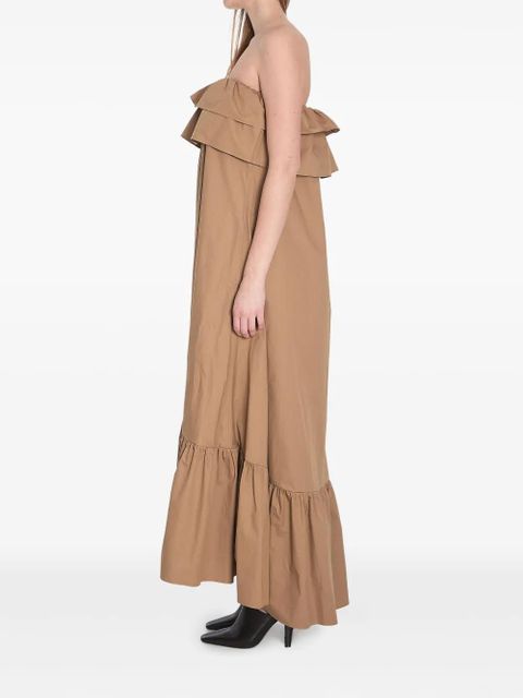 Saint Laurent ruffle-detail maxi dress - Neutrals