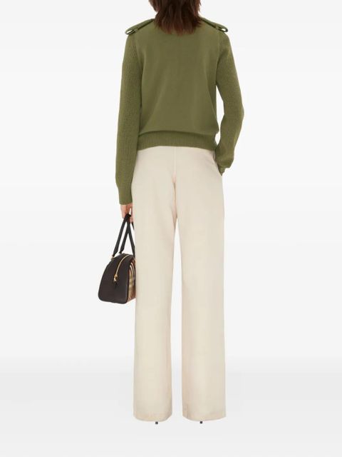 Burberry checked-epaulettes sweater - Green