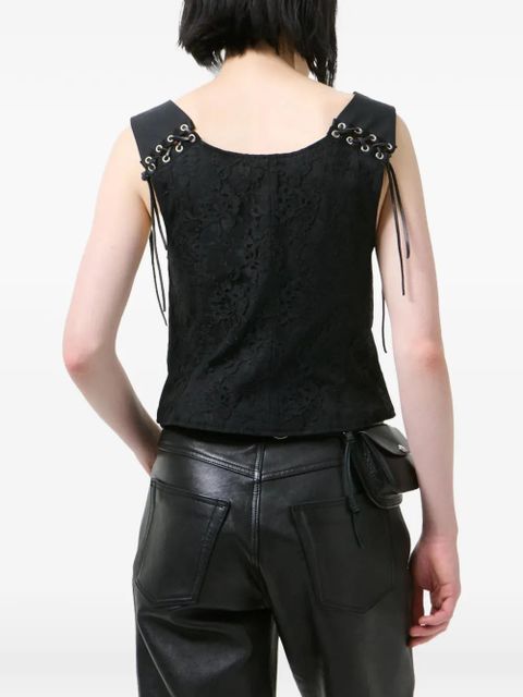 OUR LEGACY Tough lace-overlay eyelet-detail vest - Black