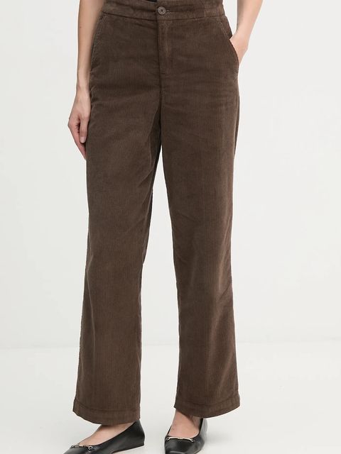United Colors of Benetton spodnie sztruksowe kolor brązowy proste high waist 4HA2DF07I - zdjęcie produktu nr 1