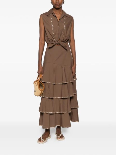 SANDRO crystal-embellished A-line midi skirt - Brown - zdjęcie produktu nr 2