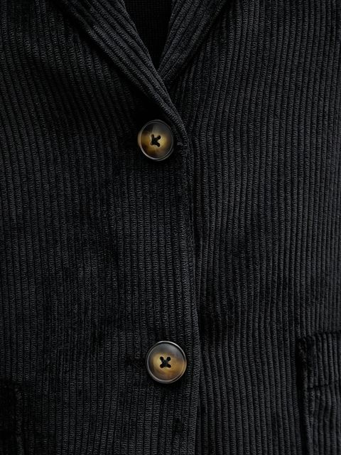 United Colors of Benetton marynarka sztruksowa kolor czarny jednorzędowa gładka 2Q5GDW03I