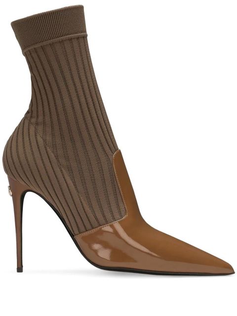 Dolce & Gabbana 105mm pointed-toe ankle boots - Brown - zdjęcie produktu nr 1