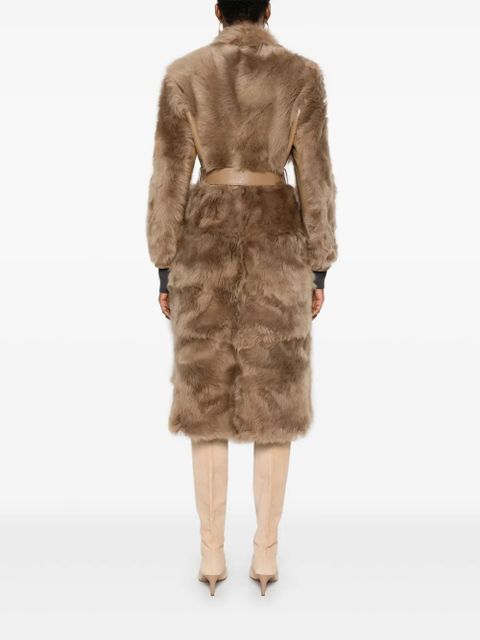 TOM FORD shearling belted coat - Brown