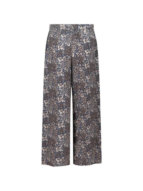 Weekend Max Mara floral-print wide-leg silk trousers - Blue - zdjęcie produktu nr 1