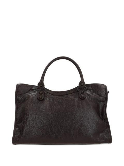 Balenciaga Le City stud-embellished leather tote bag - Brown
