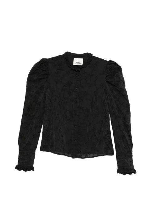ISABEL MARANT Zorica ruffled puff-sleeve blouse - Black - zdjęcie produktu nr 1