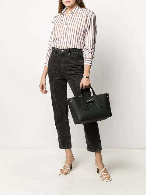 Longchamp Roseau leather tote bag - Black