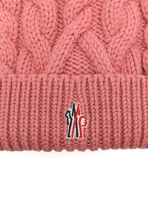 Moncler Grenoble cable-knit beanie hat - Pink - zdjęcie produktu nr 2