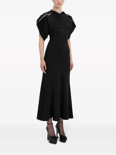 Victoria Beckham draped-sleeve flared midi dress - Black - zdjęcie produktu nr 2
