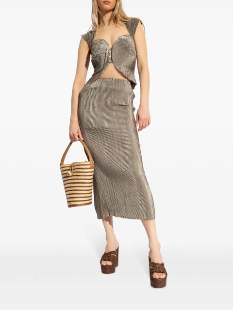 Cult Gaia Milli sweetheart-neck pleated top - Green - zdjęcie produktu nr 2