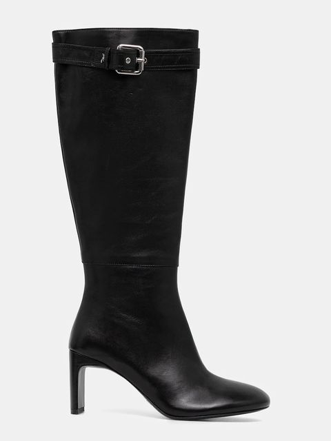 Patrizia Pepe kozaki skórzane kolor czarny na słupku 8Y0137 L048 FB30 - zdjęcie produktu nr 2