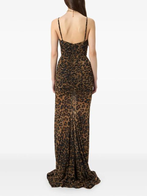 Blumarine leopard-print ruched gown - Brown