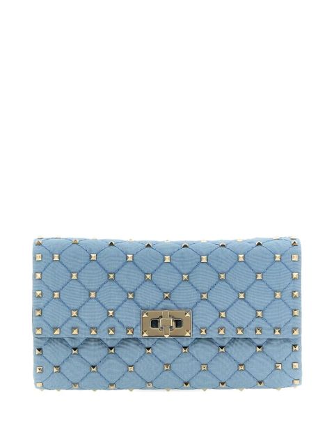 Valentino Garavani Rockstud Spike moiré shoulder bag - Blue - zdjęcie produktu nr 1