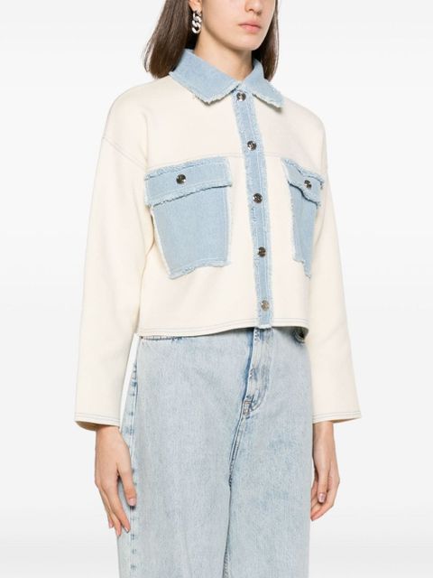 SANDRO two-tone denim jacket - Neutrals