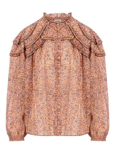 ISABEL MARANT ruffled floral-print shirt - Orange - zdjęcie produktu nr 1