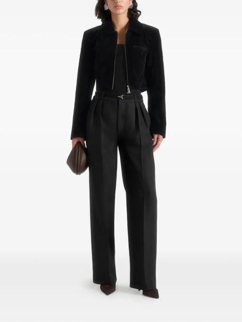 Manière De Voir Adina dual-zip textured cropped jacket - Black