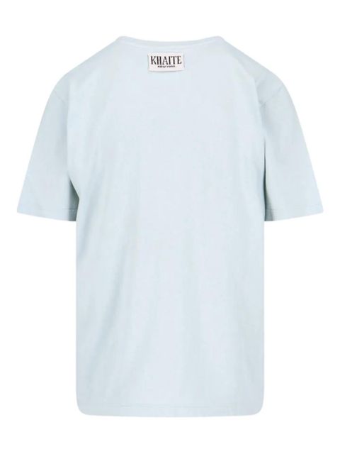 KHAITE Mae logo-appliqué T-shirt - Blue