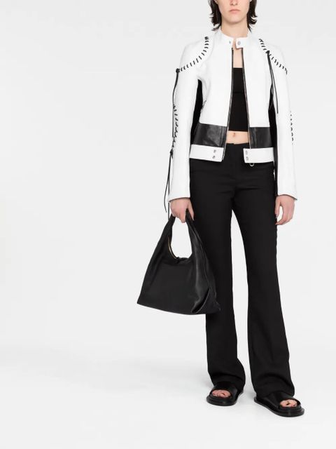 Chloé whipstitch-detailing leather jacket - White