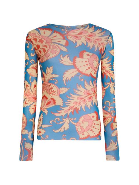 ETRO floral-motif long-sleeve top - Blue - zdjęcie produktu nr 1