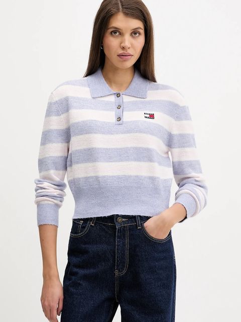 Tommy Jeans sweter z dodatkiem alpaki damski kolor niebieski DW0DW22558 - zdjęcie produktu nr 1
