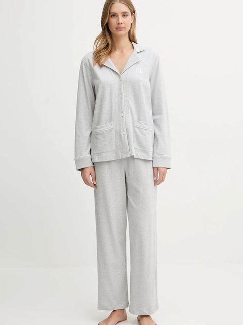 Lauren Ralph Lauren piżama bawełniana damska kolor szary bawełniana ILN92453 - zdjęcie produktu nr 1