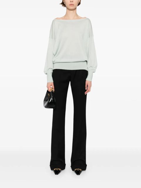 TOM FORD embroidered-logo boat-neck top - Green - zdjęcie produktu nr 2