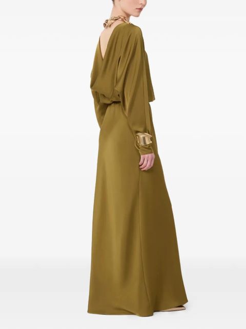 Max Mara satin belted maxi dress - Green