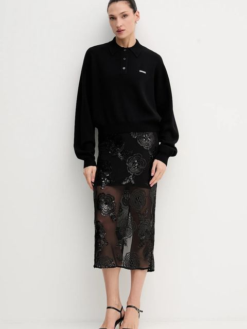 Rotate sweter z dodatkiem wełny kolor czarny lekki 115137100 - zdjęcie produktu nr 2