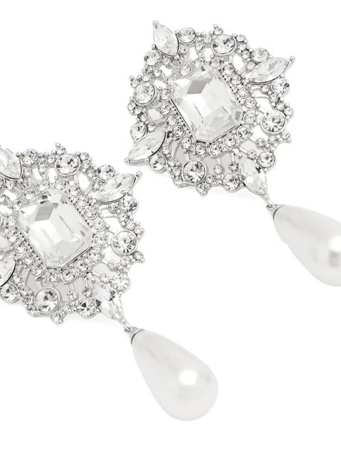 Self-Portrait crystal drop earrings - Silver