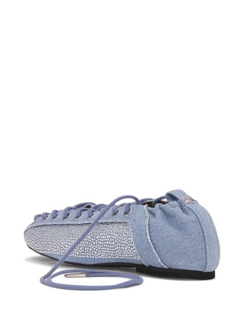 GANNI denim lace-up ballet flats - Blue - zdjęcie produktu nr 2
