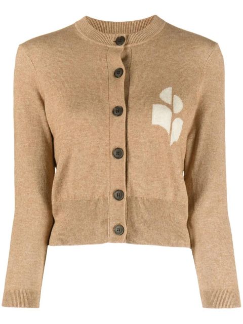 MARANT ÉTOILE Newton intarsia-logo cropped cardigan - Neutrals - zdjęcie produktu nr 1