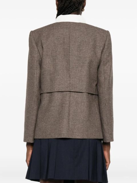 SANDRO houndstooth detachable-collar jacket - Brown