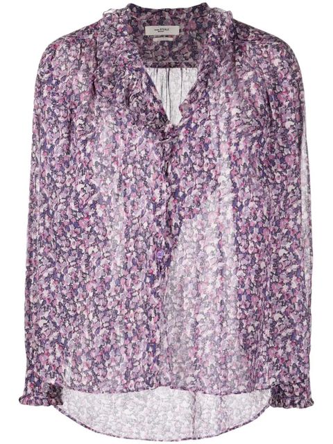 MARANT ÉTOILE ruffle-detail floral-print blouse - Purple - zdjęcie produktu nr 1