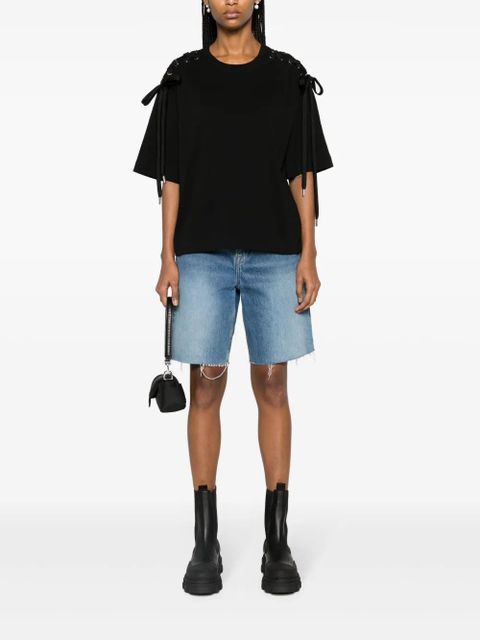 PINKO lace-up cotton T-shirt - Black - zdjęcie produktu nr 2