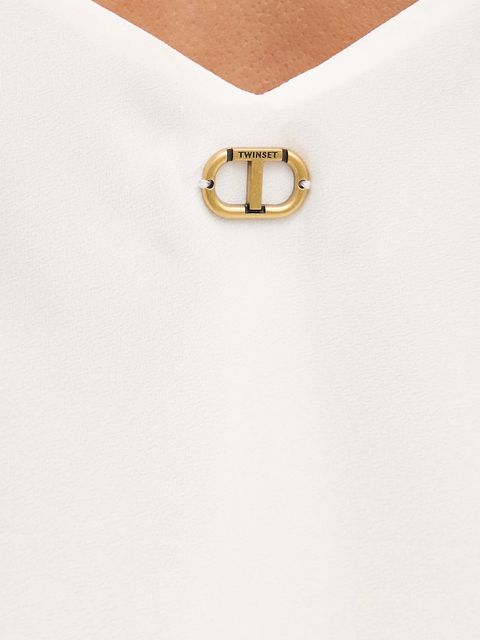 Twinset top z dodatkiem jedwabiu damska kolor biały gładka 252TT2411