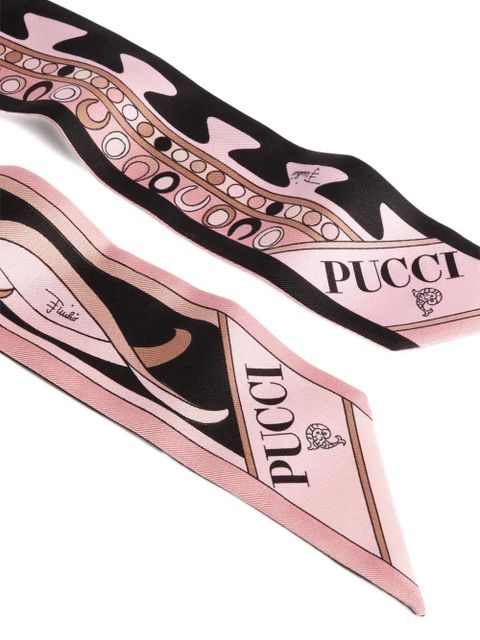 PUCCI mixed print silk twill scarf - Pink