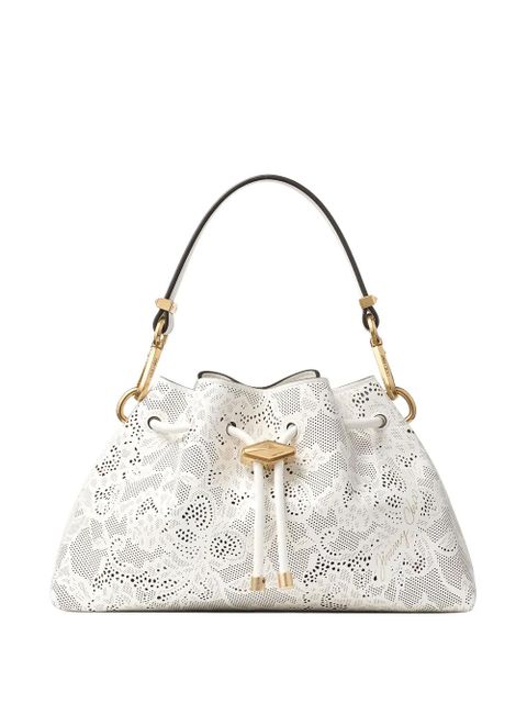 Jimmy Choo small Cinch perforated-lace drawstring shoulder bag - White - zdjęcie produktu nr 1