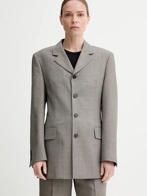 Filippa K marynarka z domieszką wełny kolor szary jednorzędowa gładka 31420.FK - zdjęcie produktu nr 1