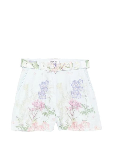 Charo Ruiz Ibiza Pansy floral-print belt shorts - Blue - zdjęcie produktu nr 1