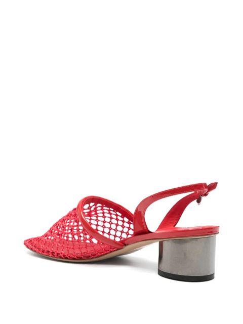 Ferragamo sling-back net heeled pumps - Red