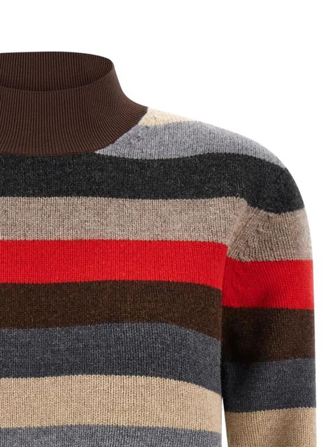 Tory Burch striped high neck sweater - Brown