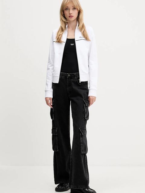 Guess Jeans bluza bawełniana damska kolor biały z aplikacją W5YQ17 K68I4