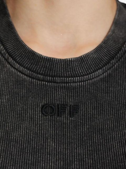 Off-White logo-embroidered ribbed dress - Black