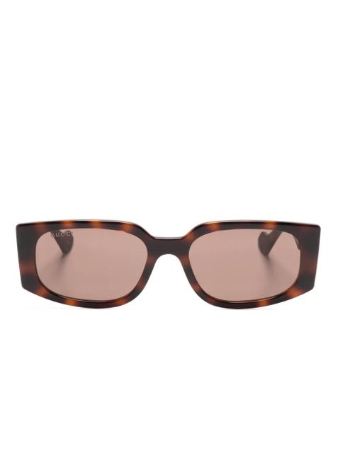 Gucci Eyewear Double G rectangle-frame sunglasses - Brown - zdjęcie produktu nr 1