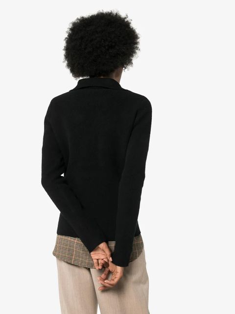 Jil Sander Collared v-neck knit jumper - Black