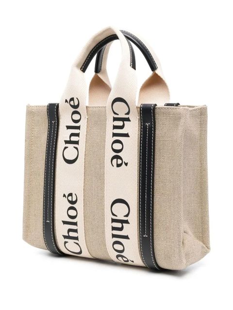Chloé Woody logo-strap tote bag - Neutrals