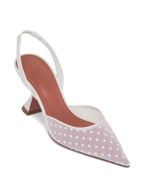 Amina Muaddi Holli dotted slingback pumps - White
