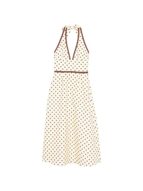 Posse Bowie polka-dot V-neck midi dress - Neutrals - zdjęcie produktu nr 1